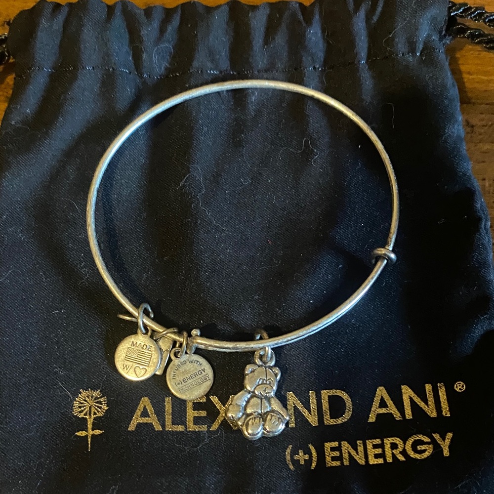 Alex and Ani teddy bear bangle silver